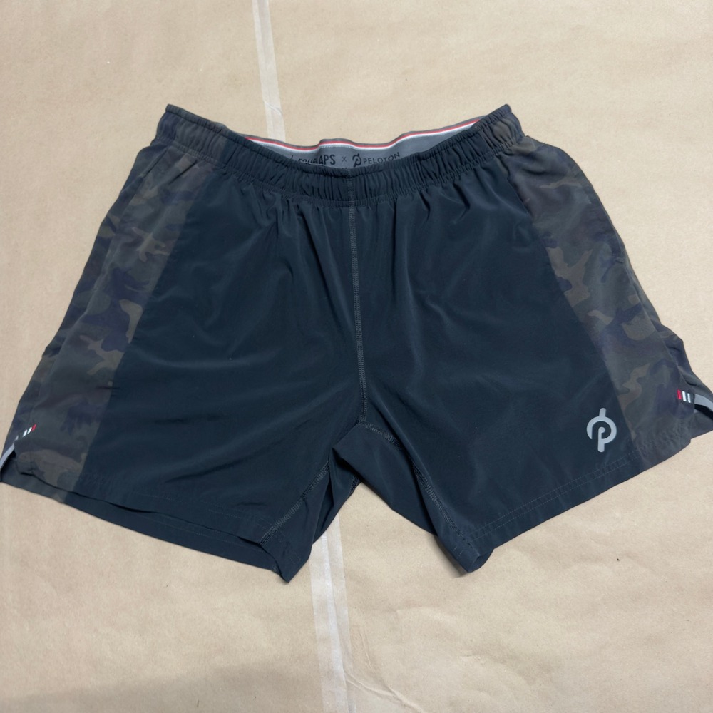 Fourlaps x Peloton Mens Black Camo Laser Cut Athletic Running Shorts XL 7in